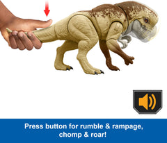 Distortus Rex tail-swipe action adding dramatic attacks.