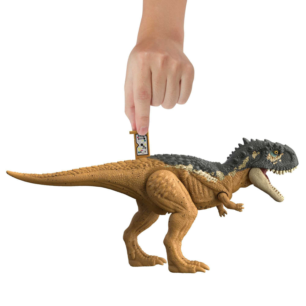 Mattel Jurassic World Roar Strikers Skorpiovenator in a dynamic pose for storytelling