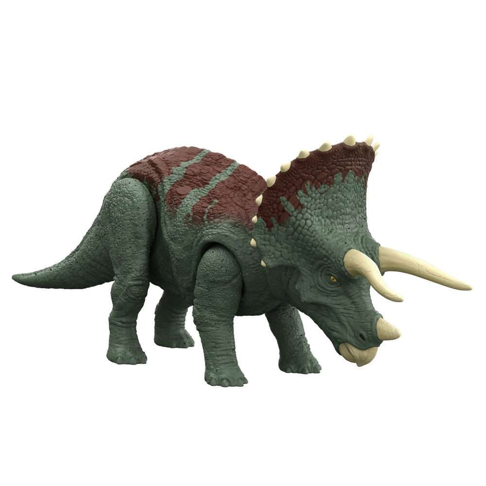 Mattel Jurassic World Dominion Roar Strikers Triceratops pose for dynamic display