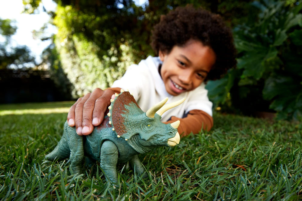 Mattel Jurassic World Dominion Roar Strikers Triceratops roars for immersive play