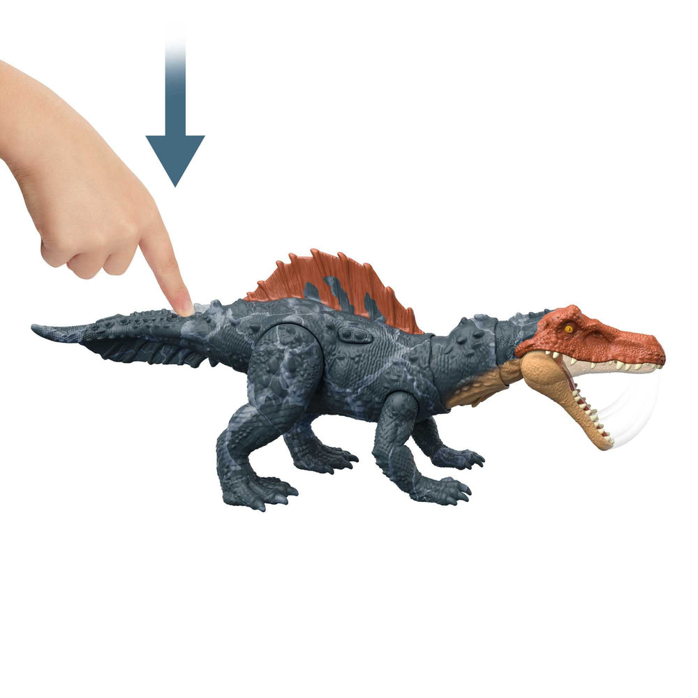 Mattel Siamosaurus neck thrash showcases dramatic motion for pretend battles.