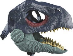 Mattel Jurassic World Dominion Therizinosaurus mask fits kids four and up for imaginative adventures.