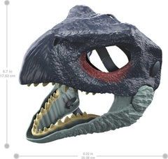 Mattel Jurassic World Dominion Therizinosaurus mask offers secure strap for comfortable, visible-role play.