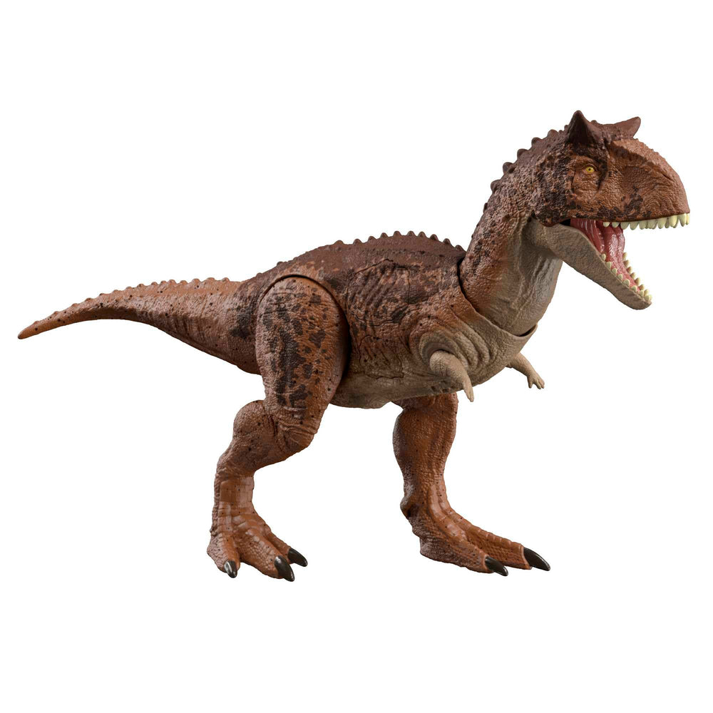 Mattel Jurassic World Epic Attack Chompin' Carnotaurus with lights and sounds for interactive play.