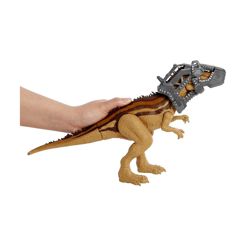 Mattel Jurassic World Mega Destroyers Carcharodontosaurus Brown realistic sculpting and detailing.