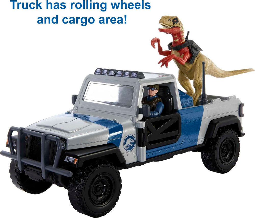 Off-road vehicle with working wheels and doors for realistic play scenes