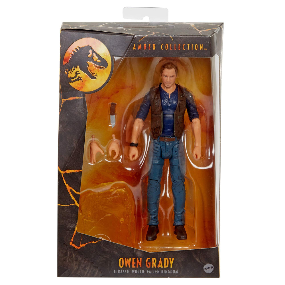 Mattel Jurassic World Owen Grady packaging box for safe gifting.