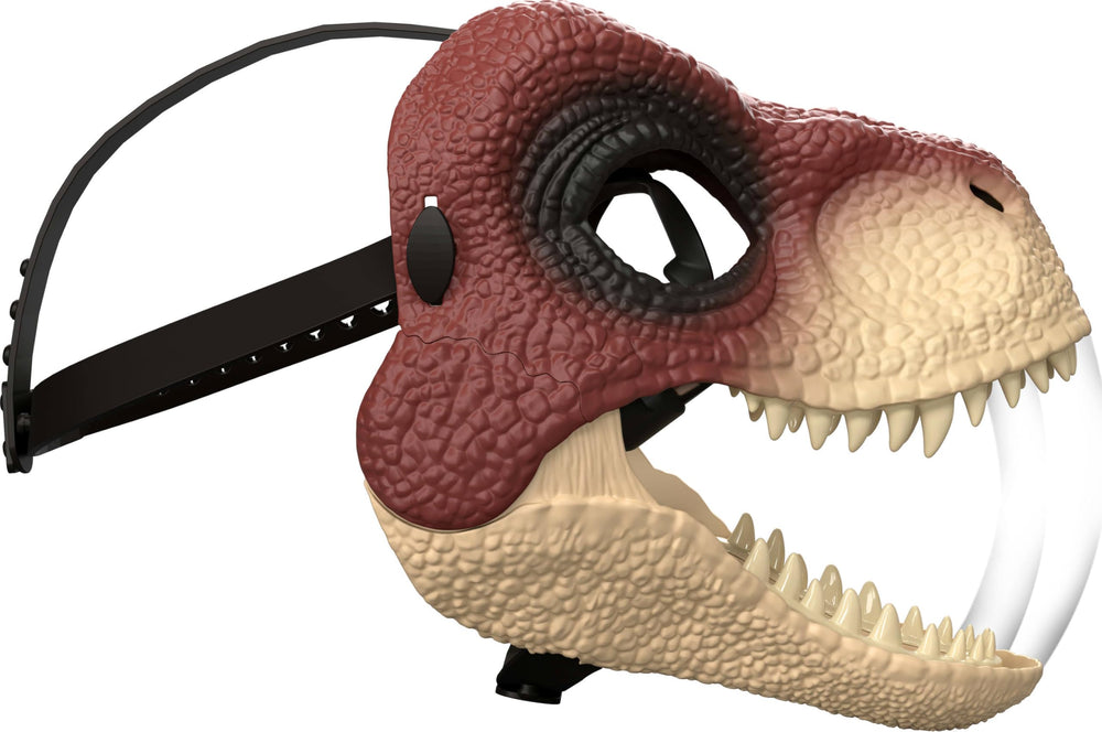Mattel Jurassic World Rebirth Raptor mask adjustable strap for secure fit.