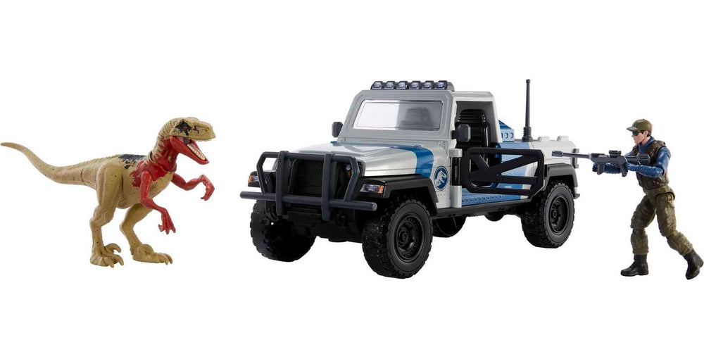 Mattel Jurassic World Search 'n Smash Truck enacts dramatic front-hood destruct for action play