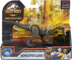 Mattel Jurassic World toy for ages 4+ with dynamic action moves