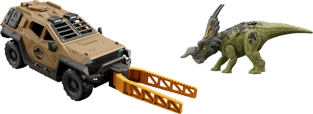 Mattel Jurassic World truck with flip feature for action-packed play