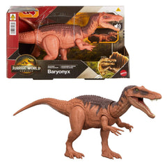 Mattel Jurassic World Wild Roar Baryonyx front view for dynamic play and display.