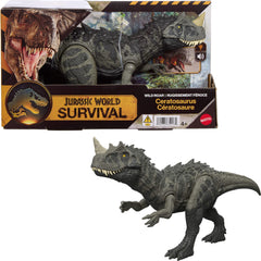 Mattel Jurassic World Wild Roar Ceratosaurus attack motion for action-packed play.