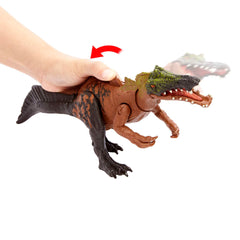 Mattel Jurassic World Wild Roar Irritator AR-ready with tracking code for pretend adventures.