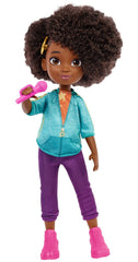 Mattel Karma’s World Karma Grant doll with microphone, ready for imaginative rap performances.