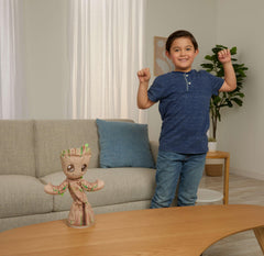 Mattel Marvel Dancing Groot performs dance moves to entertain during playtime.