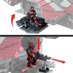 Mattel MEGA Halo Spartan Griffin figure with display stand for pose-ready battles.