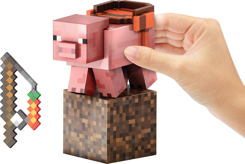Mattel Minecraft Diamond Level Pig dirt block for creative storytelling.