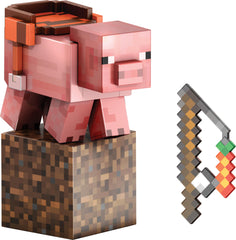 Mattel Minecraft Diamond Level Pig figure, authentic pixel design for display and imaginative play.
