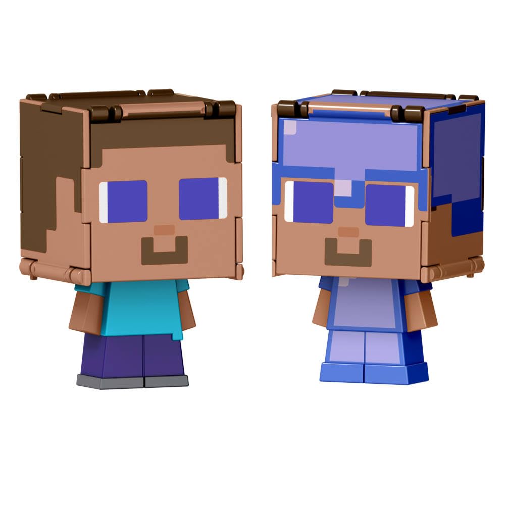 Mattel Minecraft Flippin Figs head-panel flip reveals a second character