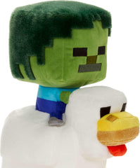 Mattel Minecraft Plush Zombie Chicken Jockey side pose for playtime