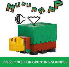 Mattel Minecraft Sniffer action figure sound press, interactive game-like sounds.