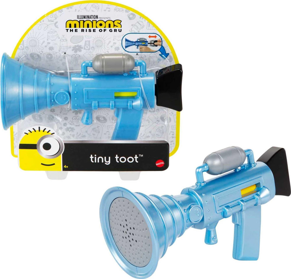 Mattel Minions Tiny Toot Blaster front view highlights playful design for quick pranks