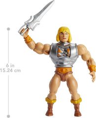 Mattel MOTU Origins He-Man swappable head lets expressions change for storytelling.
