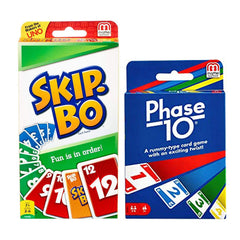 Mattel Phase 10 and Skip-Bo box front, ideal for family game night
