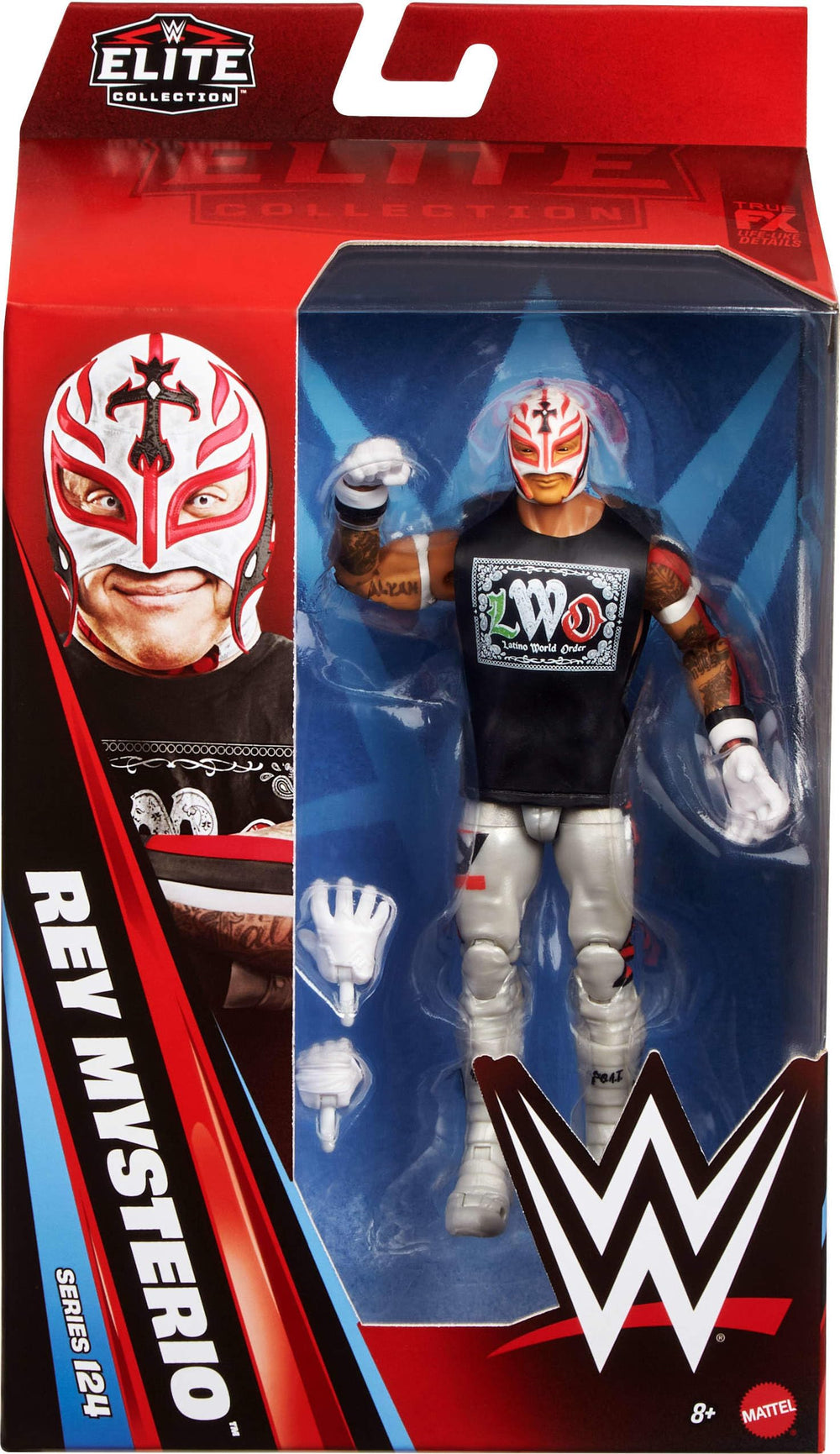Rey Mysterio Elite figure mid-pose showing articulation range