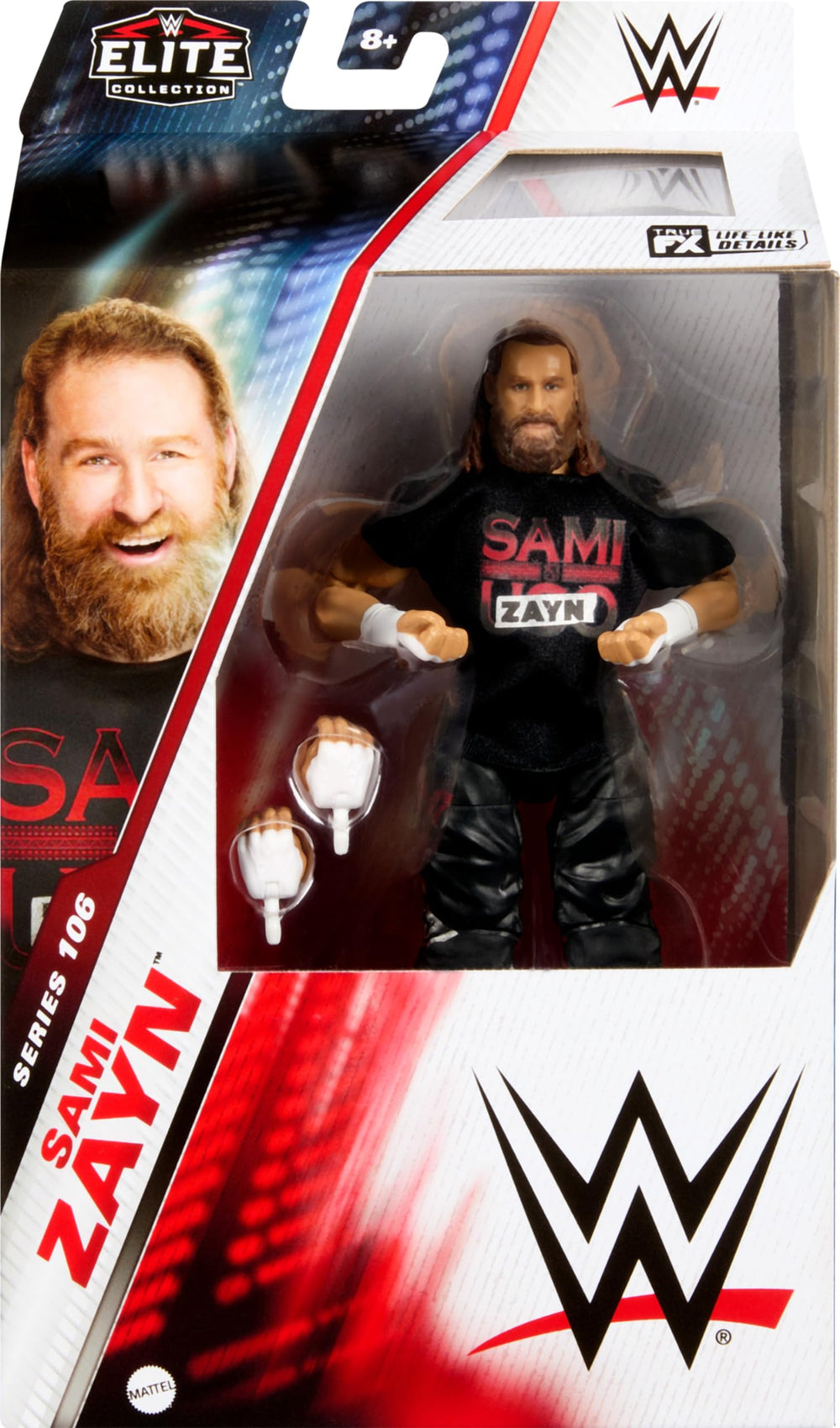 Mattel Sami Zayn Elite figure articulation detail enables dynamic posing.