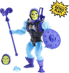Mattel Skeletor Deluxe articulation close-up highlights 16 movement points for dynamic poses