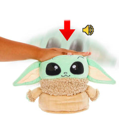 Soft fabric Grogu plush with friendly design for cuddles and storytelling.