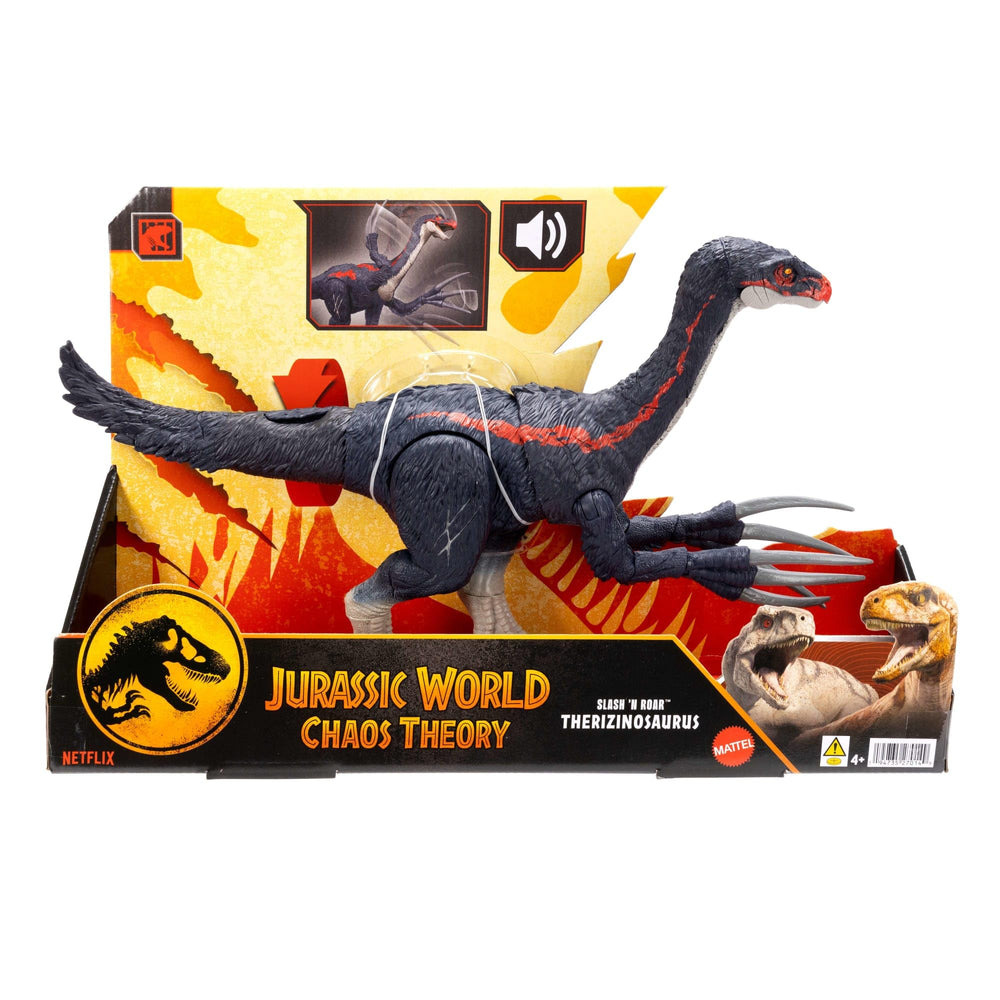 Mattel Therizinosaurus gift-display perfect for Jurassic World fans and collectors.