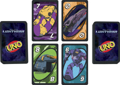Mattel UNO Lightyear hyperspeed action cues speed up rounds.