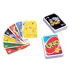 Mattel UNO Pokémon character art featuring Salnori enhances collectible appeal.