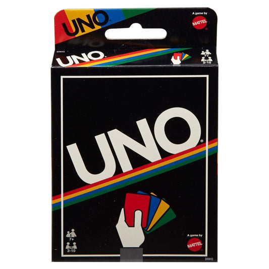 Mattel UNO Retro Edition deck with bold colors for family game night.