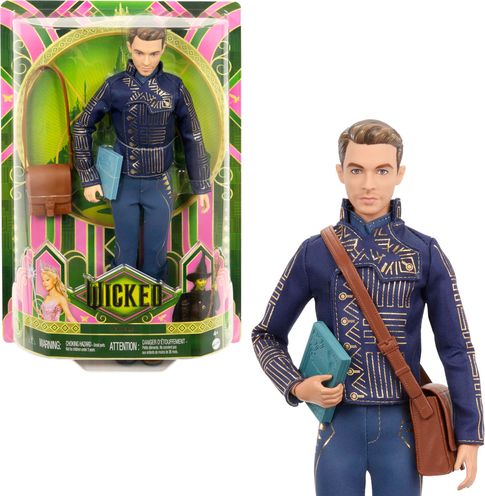 Mattel Wicked Fiyero doll assembly view shows poseable 12 inch figure ready for imaginative play.