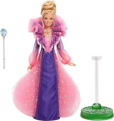 Violet gown details enhance celestial styling on the Mattel Moon doll.