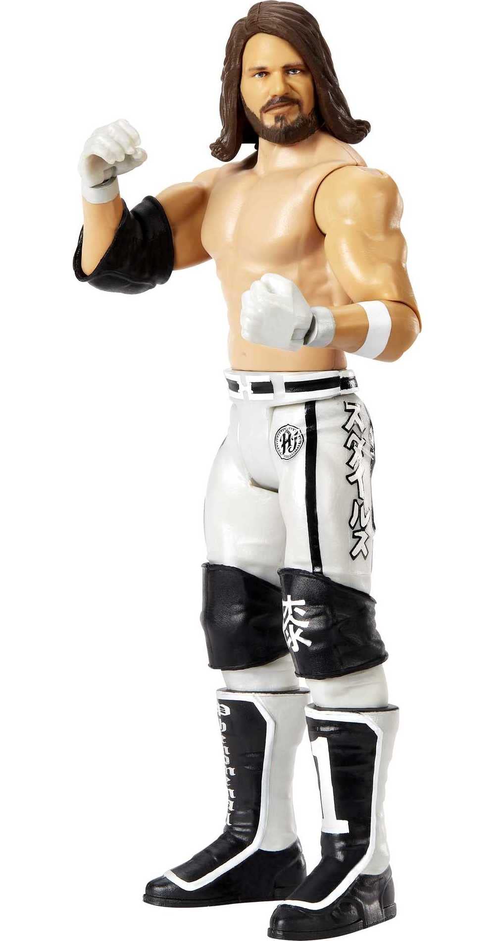 Mattel WWE Aj Styles action figure poseable with ten points of articulation for dynamic play.