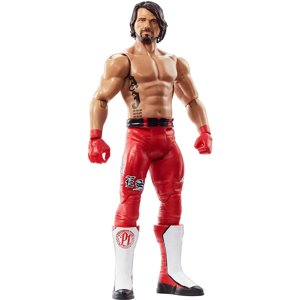 Mattel WWE AJ Styles in ring gear for authentic display.