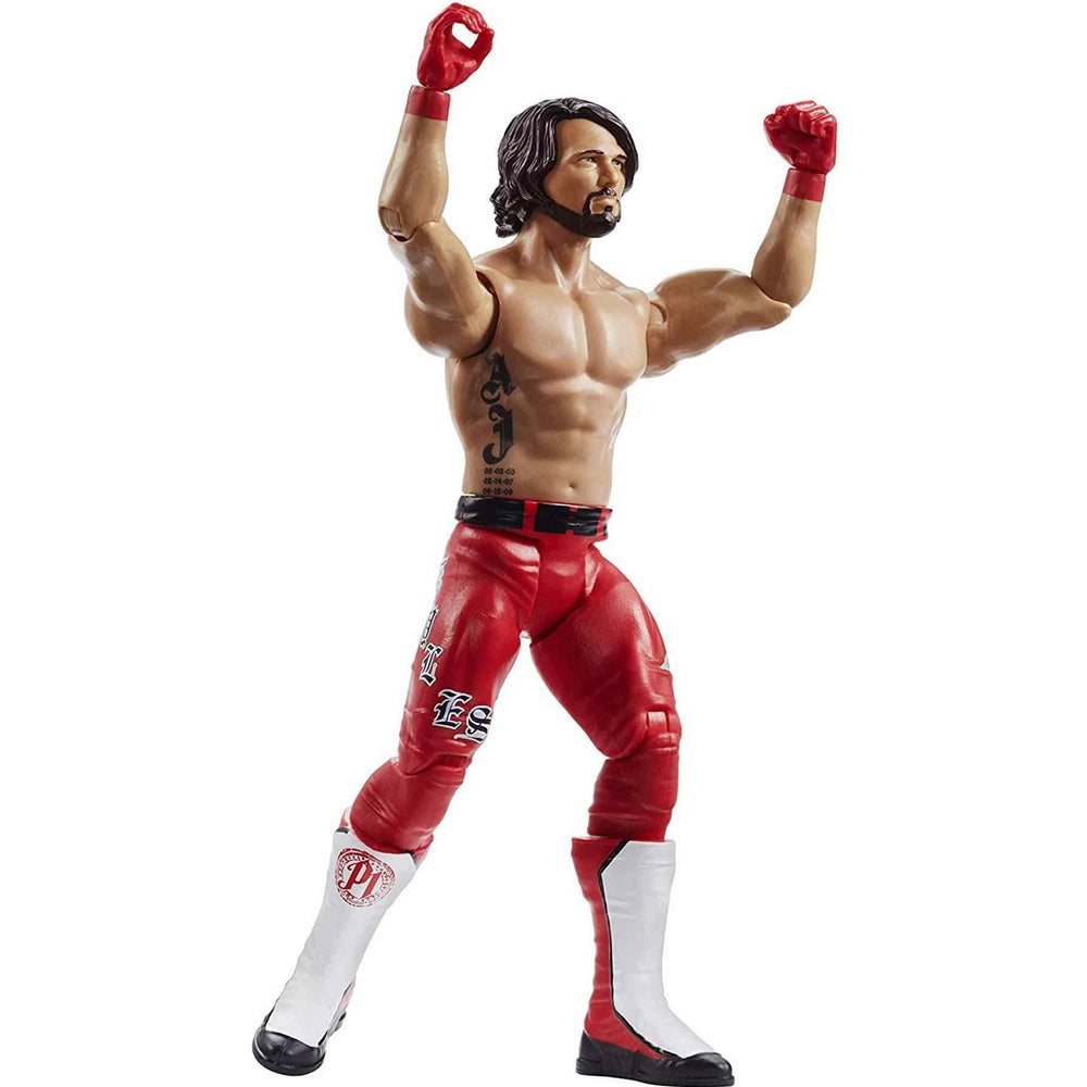 Mattel WWE AJ Styles TrueFX detailing for lifelike facial expression.