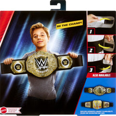 Mattel WWE Championship belt packaging included ensures safe storage and gifting.