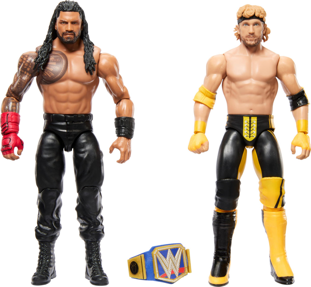 Mattel WWE Championship Showdown 2-Pack figures of Roman Reigns and Logan Paul ready for action
