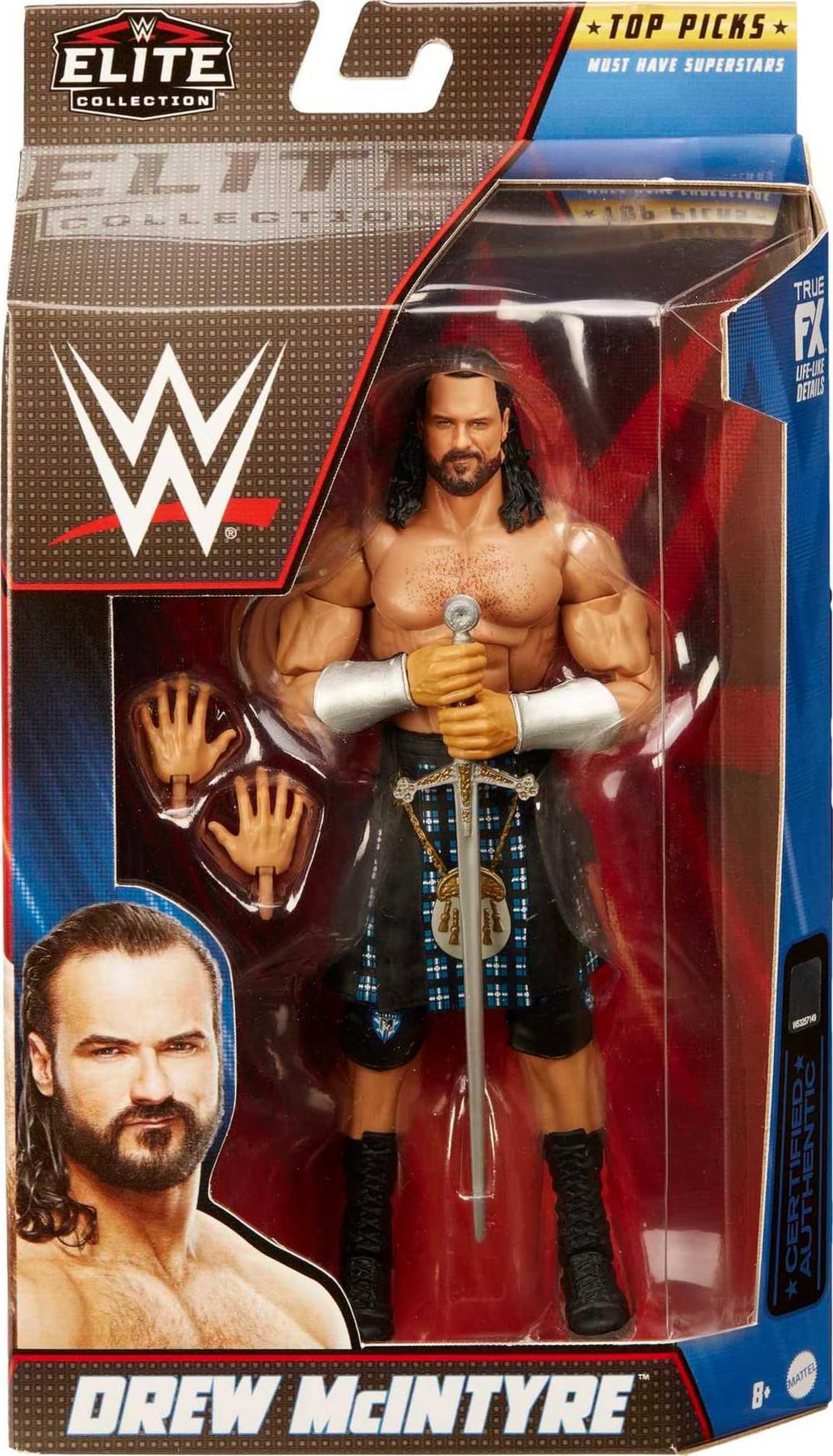 Mattel WWE Drew McIntyre figure articulation demonstrates dynamic pose ability
