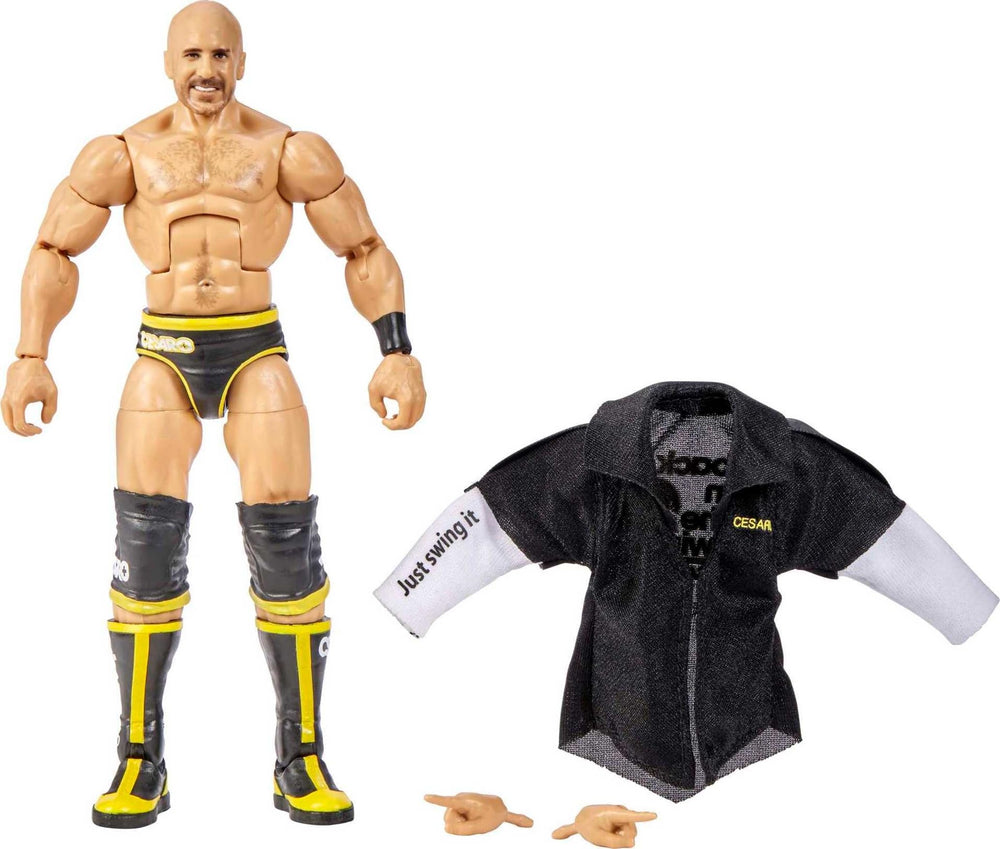 Mattel WWE Cesaro Elite includes accessories like championship belt and entrance gear