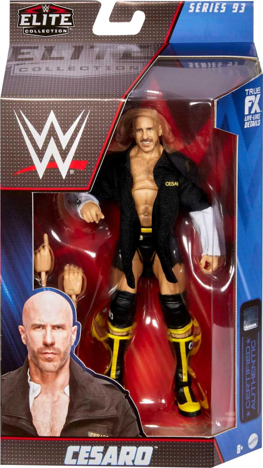 Mattel Cesaro Elite figure articulation pose showcasing 25-point posability