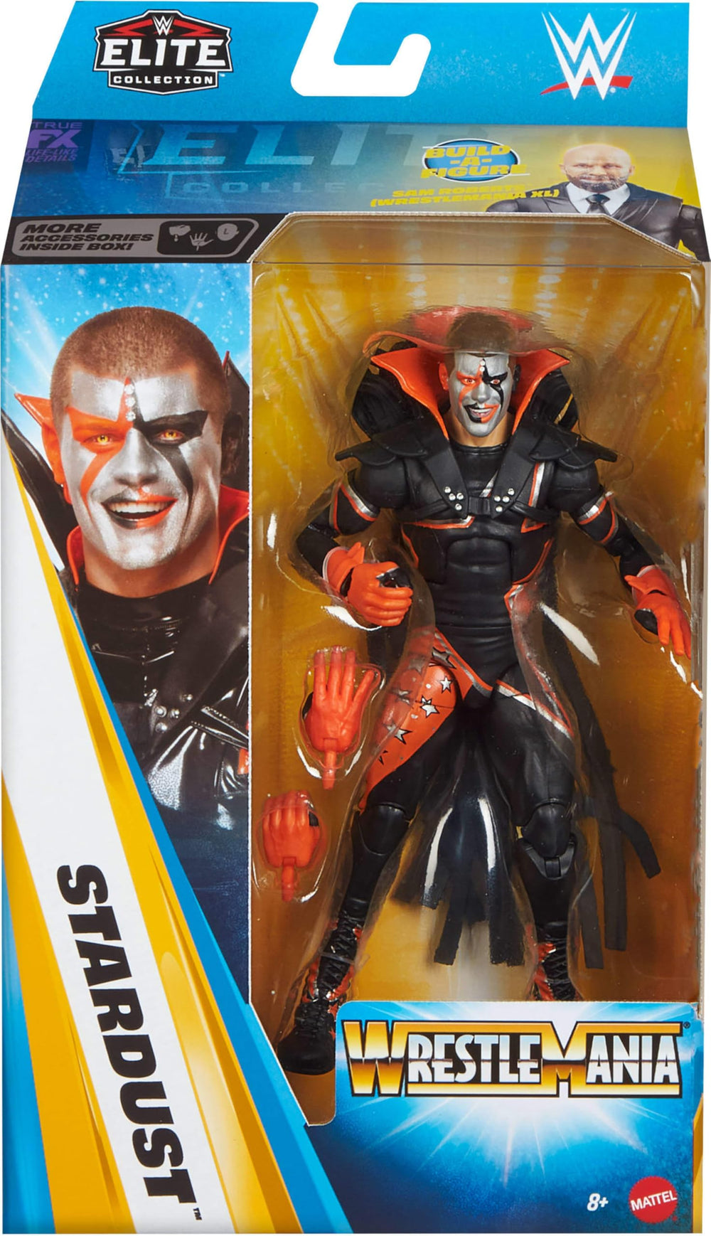 Mattel WWE Elite Stardust accessories with interchangeable hands for varied moves.