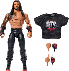 Mattel WWE Elite Roman Reigns figure front view with detailed sculpt for display.