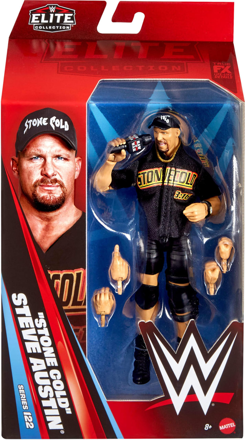 Mattel Stone Cold Austin Series 122 packaging for display.